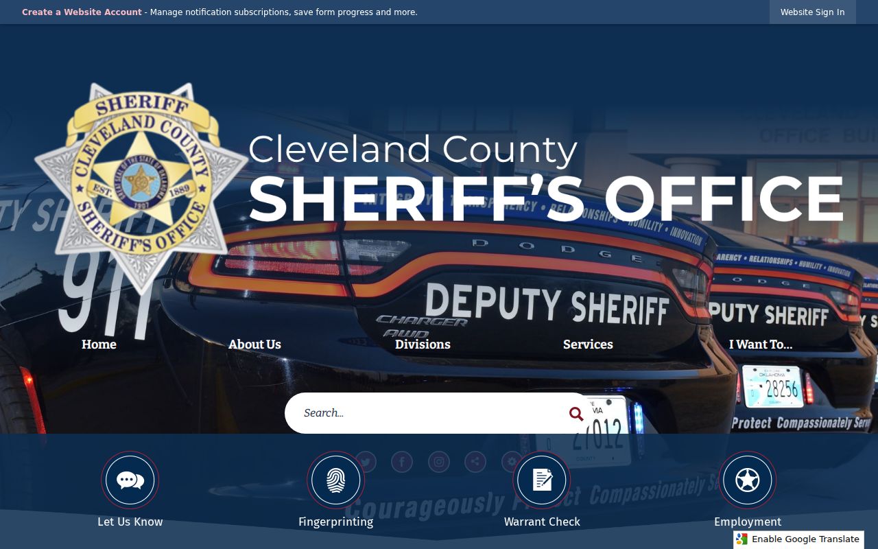 Cleveland County Sheriff self-surrender form headings