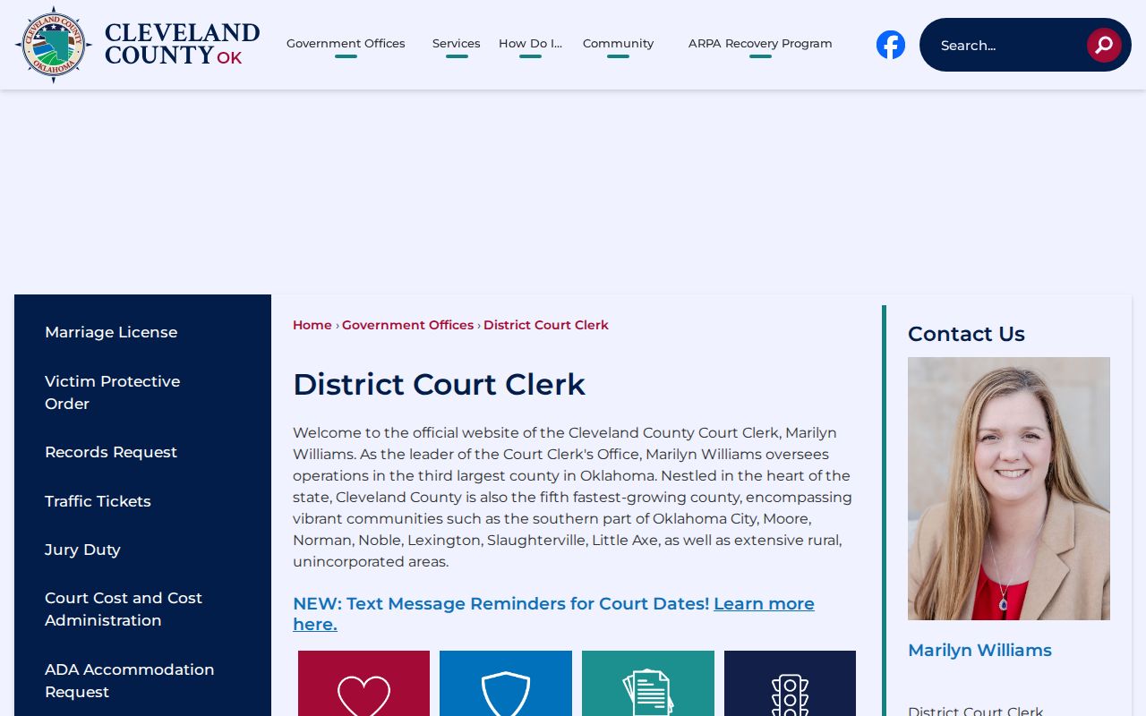 Official Cleveland County District Court Clerk records page