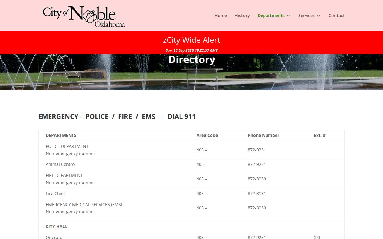 Noble official police and city directory contacts