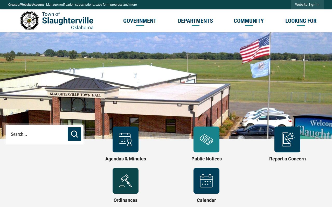 Slaughterville official Town Hall contact page