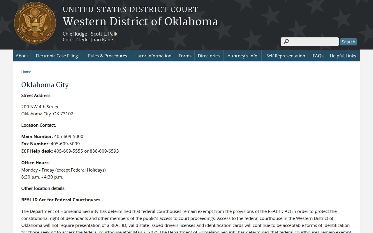 Western District of Oklahoma federal court office